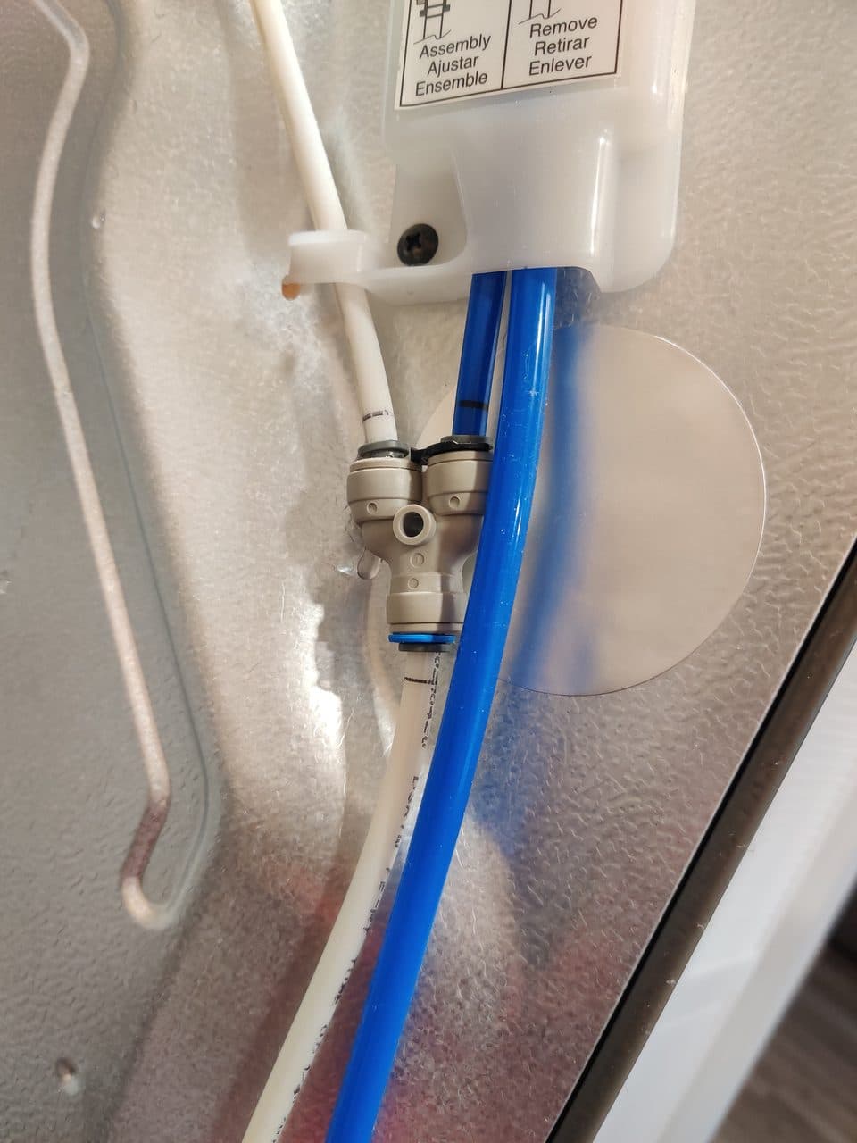 Refrigerator water line connections: LG refrigerator, model LFXS26973S (refrigerator repair in Davie, FL, September 2026)