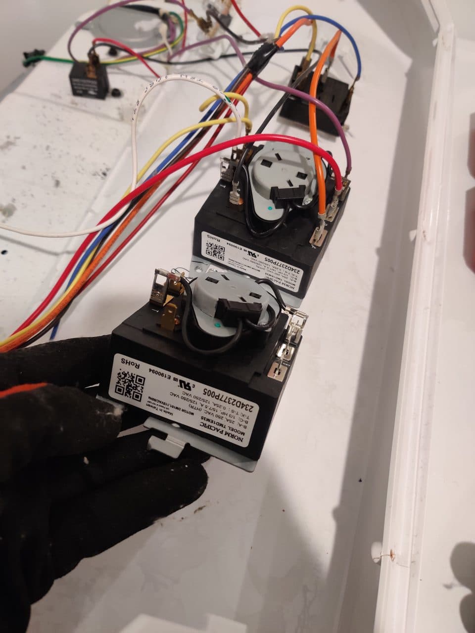 Old and new dryer timers: GE dryer, model GTD33EASK0WW (dryer repair in Greenacres, FL, July 2026)