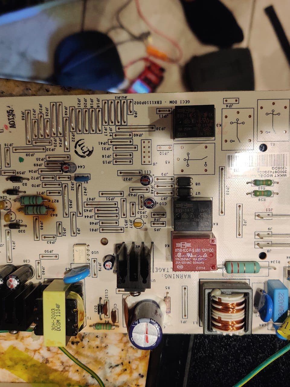 Old refrigerator control board: GE refrigerator, model GFSS2HCYCSS (refrigerator repair in Pembroke Pines, FL, September 2026)
